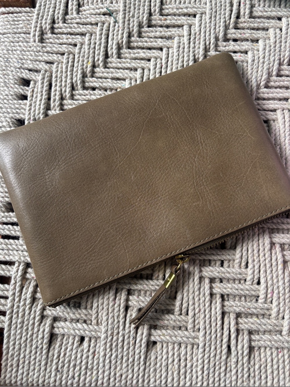 Madewell Olive Brown Leather Zip Wallet